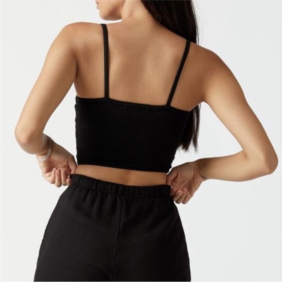 Joah Brown Black Square Neck CROPPED CAMI M/ L - Picture 2 of 6